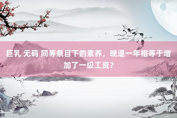 巨乳 无码 同等条目下的素养，晚退一年相等于增加了一级工资？