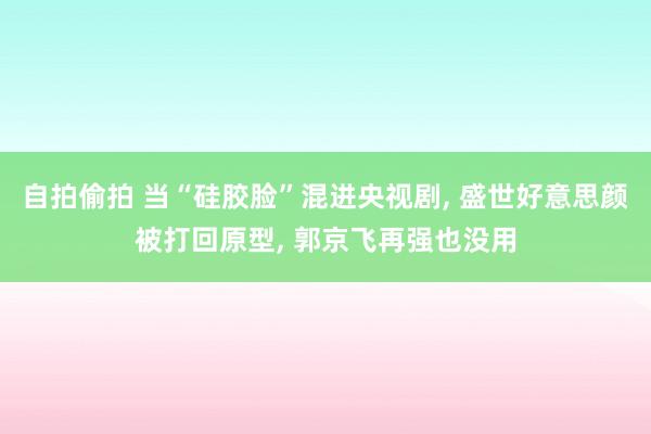 自拍偷拍 当“硅胶脸”混进央视剧, 盛世好意思颜被打回原型, 郭京飞再强也没用