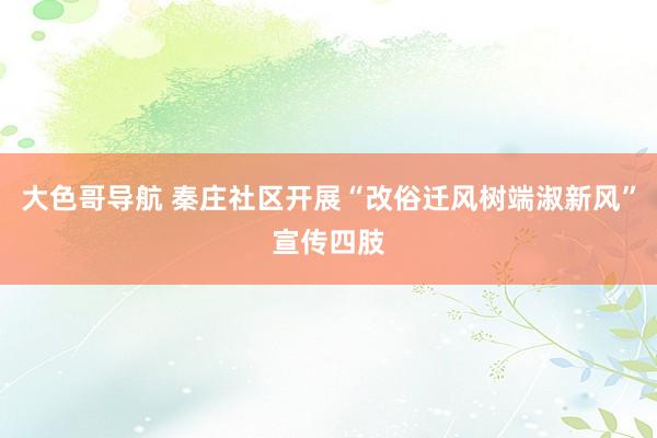 大色哥导航 秦庄社区开展“改俗迁风树端淑新风”宣传四肢