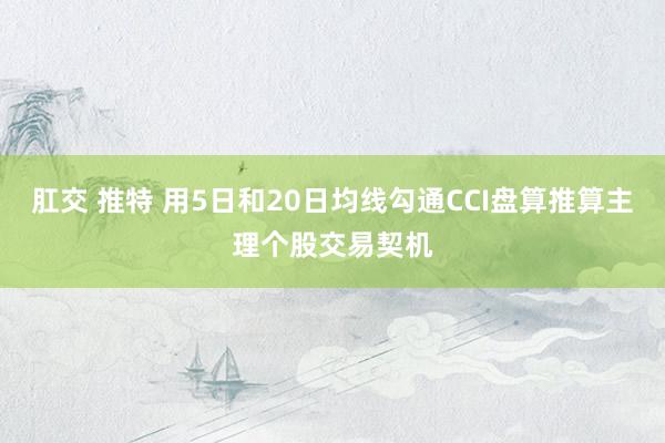 肛交 推特 用5日和20日均线勾通CCI盘算推算主理个股交易契机