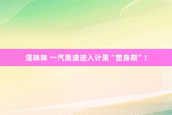 淫咪咪 一汽奥迪进入计策“塑身期”！